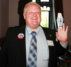 Rob Ford holding finger puppet